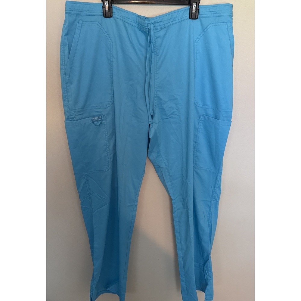 Cherokee Workwear Scrubs Mid Rise Flare Drawstring Pants WW120 TRQ Turquoise 2XL